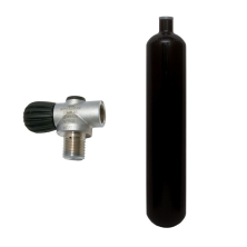 Stahlflasche 3 Liter schwarz 232 bar 100 mm Durchmesser mit Rebbi - 232 bar Monoventil G 5/8