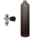 Aluminium bottle, MES, Monoventil (Rubber Knob right) 7 litres natural