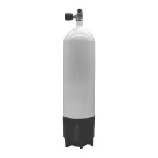 Steel Cylinder, monovalve (Rubber Knob left) 300 bar 10 litre convex white